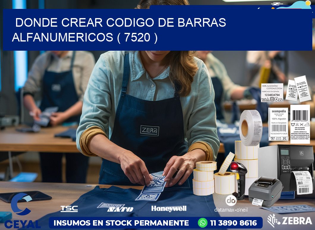 DONDE CREAR CODIGO DE BARRAS ALFANUMERICOS ( 7520 )