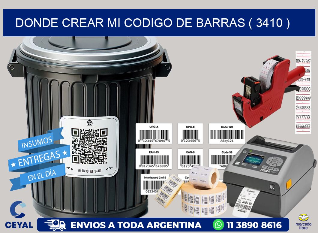 DONDE CREAR MI CODIGO DE BARRAS ( 3410 )