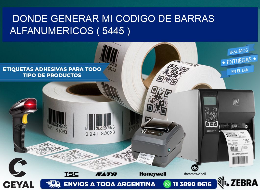 DONDE GENERAR MI CODIGO DE BARRAS ALFANUMERICOS ( 5445 )
