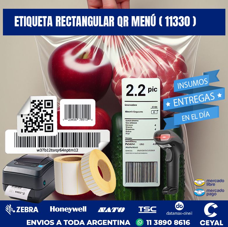 ETIQUETA RECTANGULAR QR MENÚ ( 11330 )
