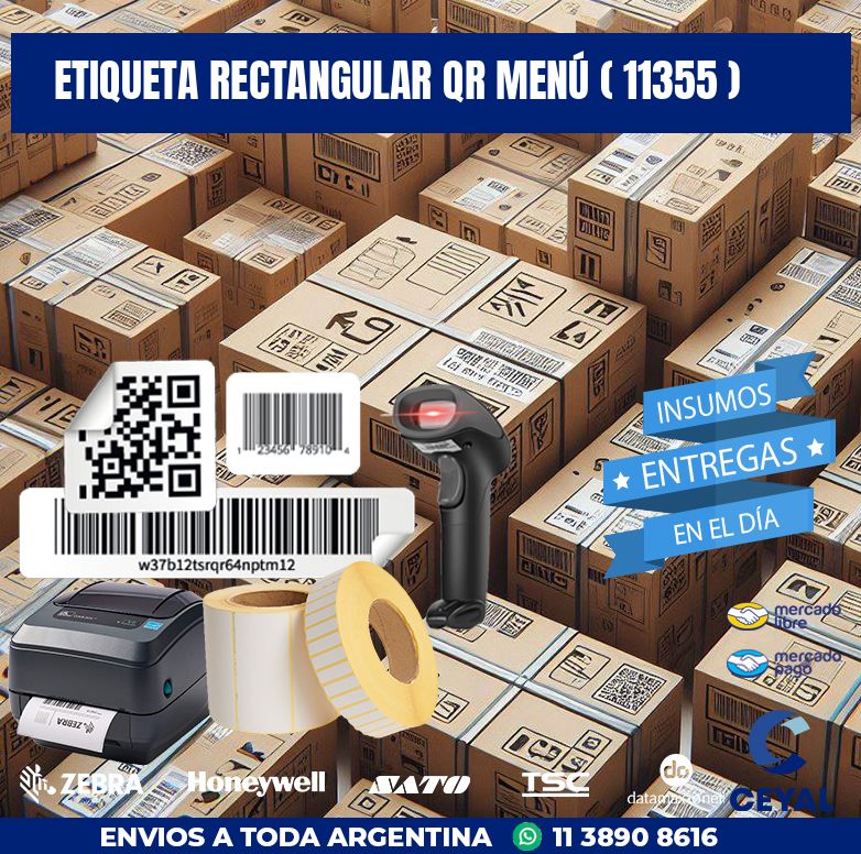 ETIQUETA RECTANGULAR QR MENÚ ( 11355 )