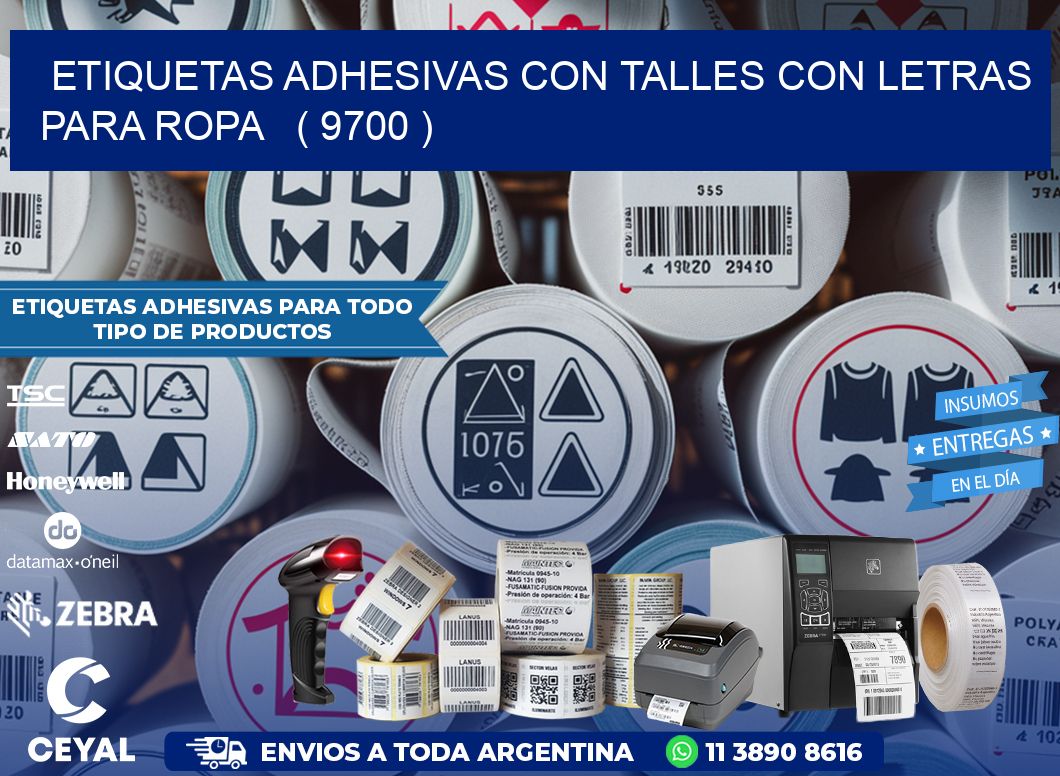 ETIQUETAS ADHESIVAS CON TALLES CON LETRAS PARA ROPA   ( 9700 )