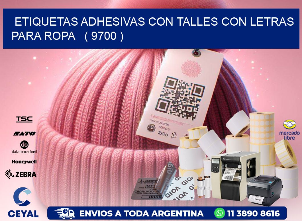 ETIQUETAS ADHESIVAS CON TALLES CON LETRAS PARA ROPA   ( 9700 )