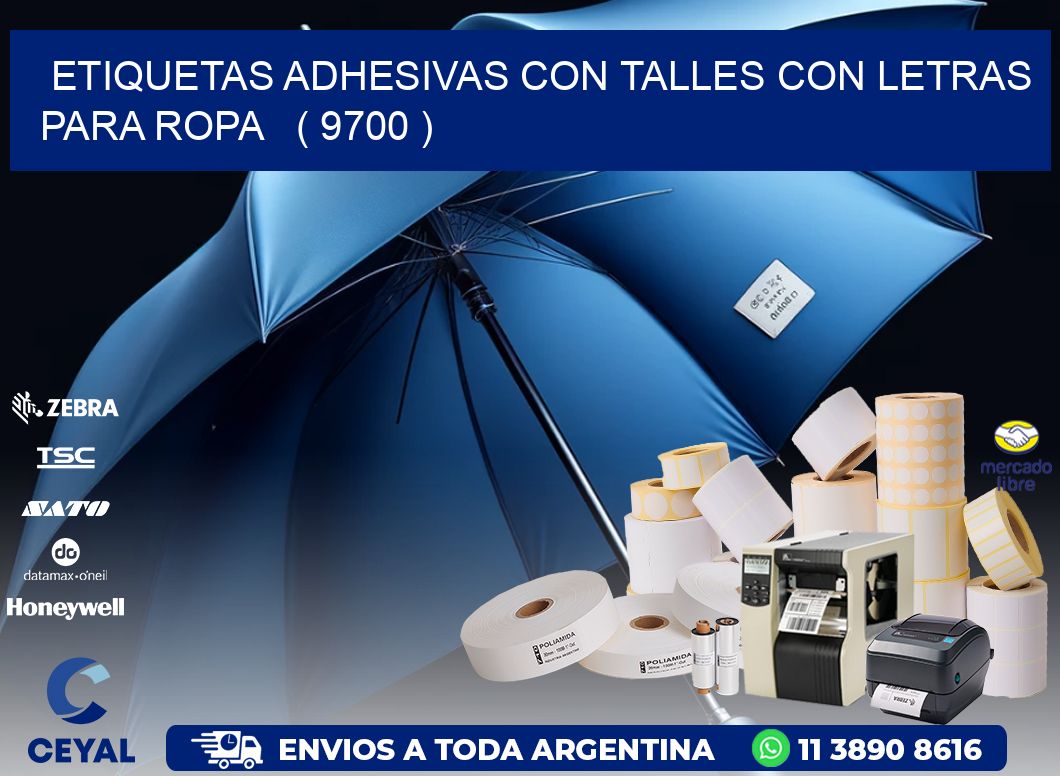 ETIQUETAS ADHESIVAS CON TALLES CON LETRAS PARA ROPA   ( 9700 )