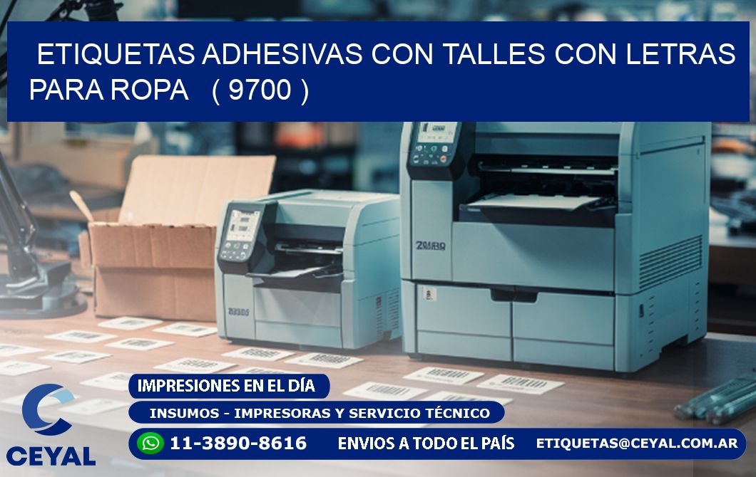ETIQUETAS ADHESIVAS CON TALLES CON LETRAS PARA ROPA   ( 9700 )
