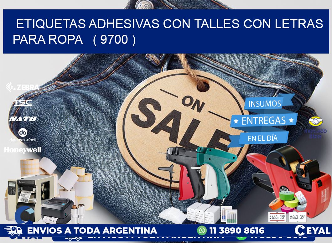 ETIQUETAS ADHESIVAS CON TALLES CON LETRAS PARA ROPA   ( 9700 )
