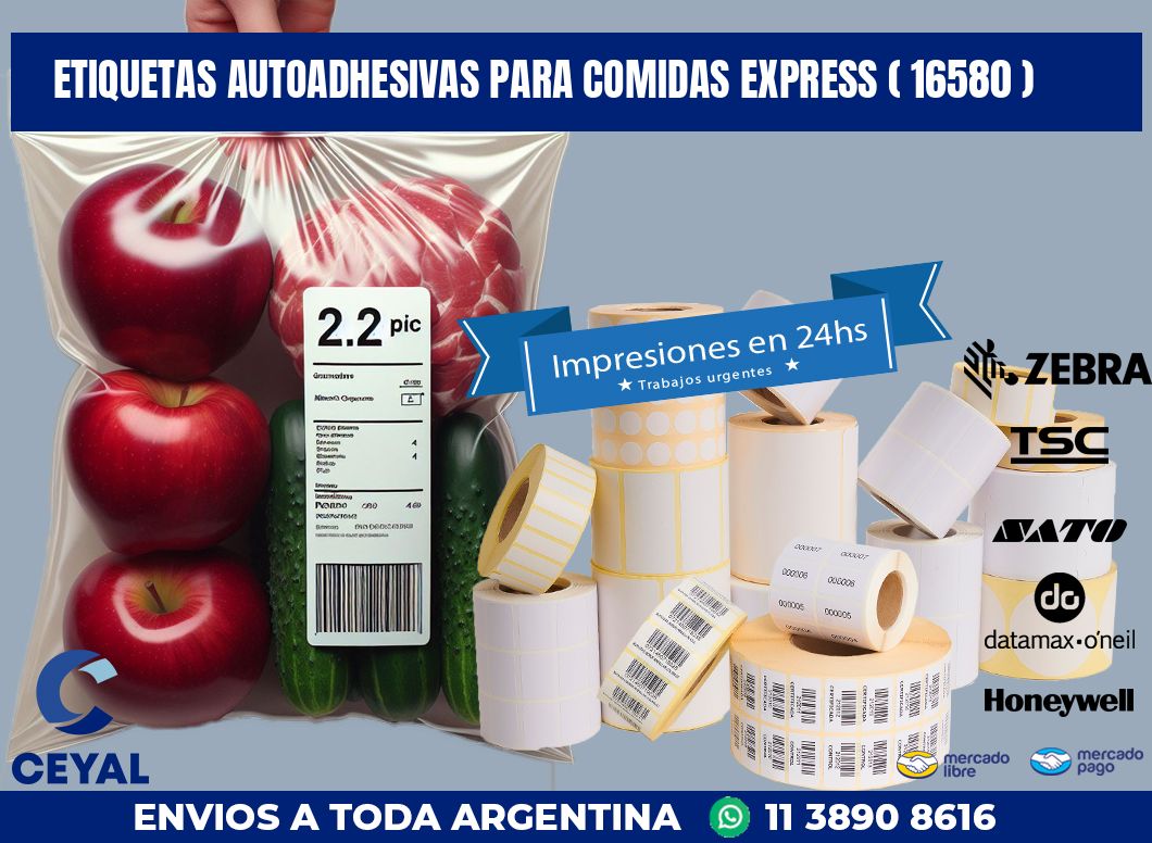 ETIQUETAS AUTOADHESIVAS PARA COMIDAS EXPRESS ( 16580 )