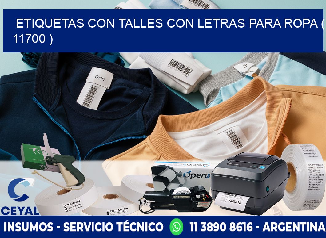 ETIQUETAS CON TALLES CON LETRAS PARA ROPA ( 11700 )