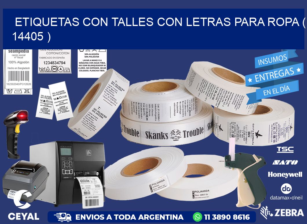 ETIQUETAS CON TALLES CON LETRAS PARA ROPA ( 14405 )