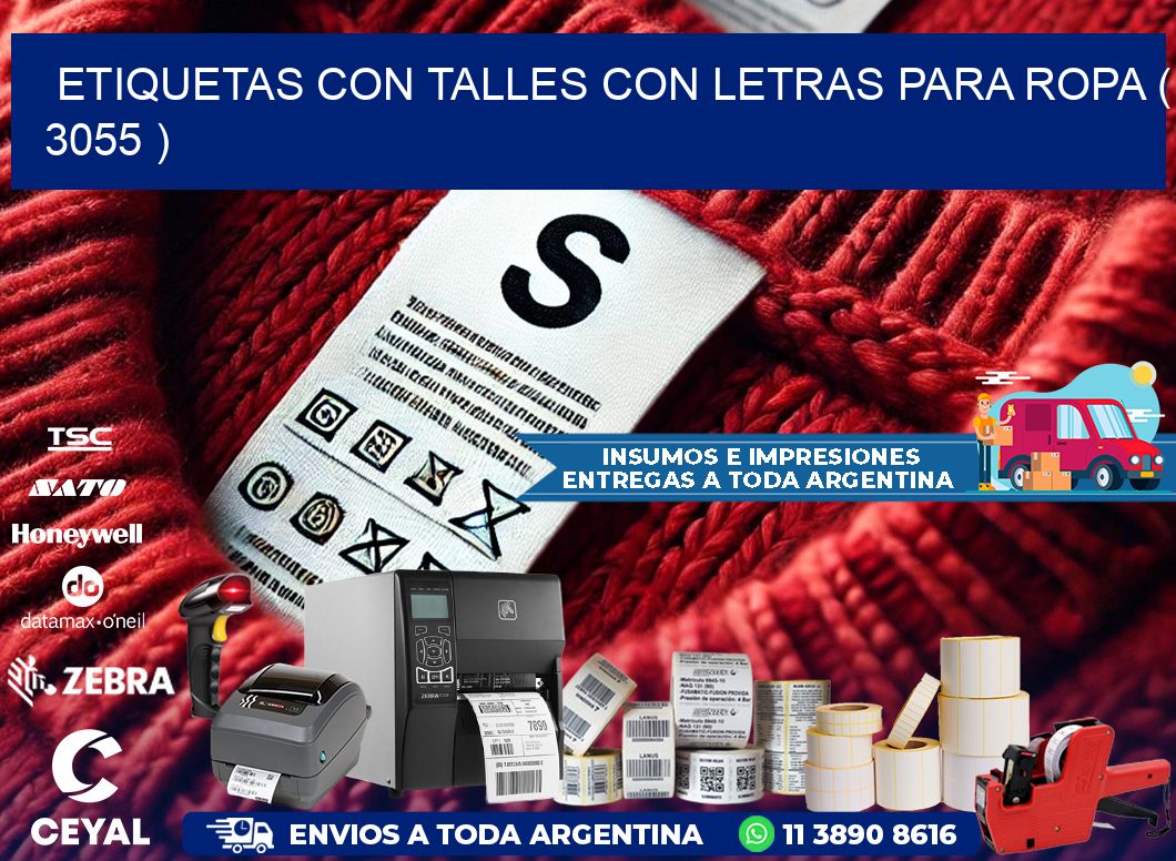 ETIQUETAS CON TALLES CON LETRAS PARA ROPA ( 3055 )