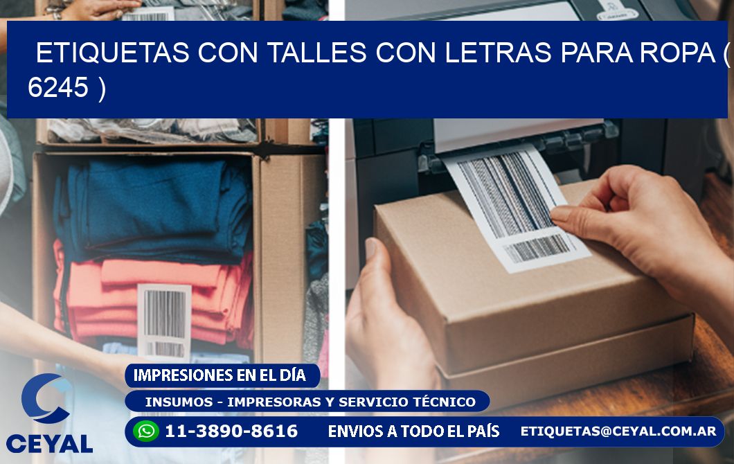 ETIQUETAS CON TALLES CON LETRAS PARA ROPA ( 6245 )