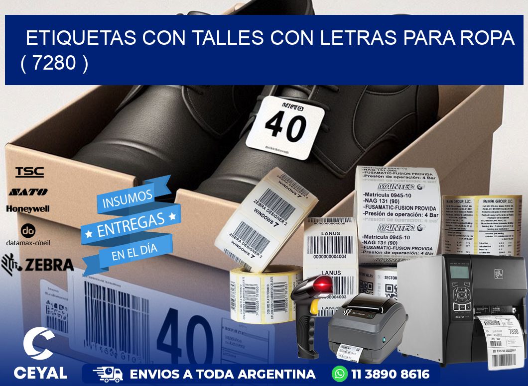 ETIQUETAS CON TALLES CON LETRAS PARA ROPA   ( 7280 )