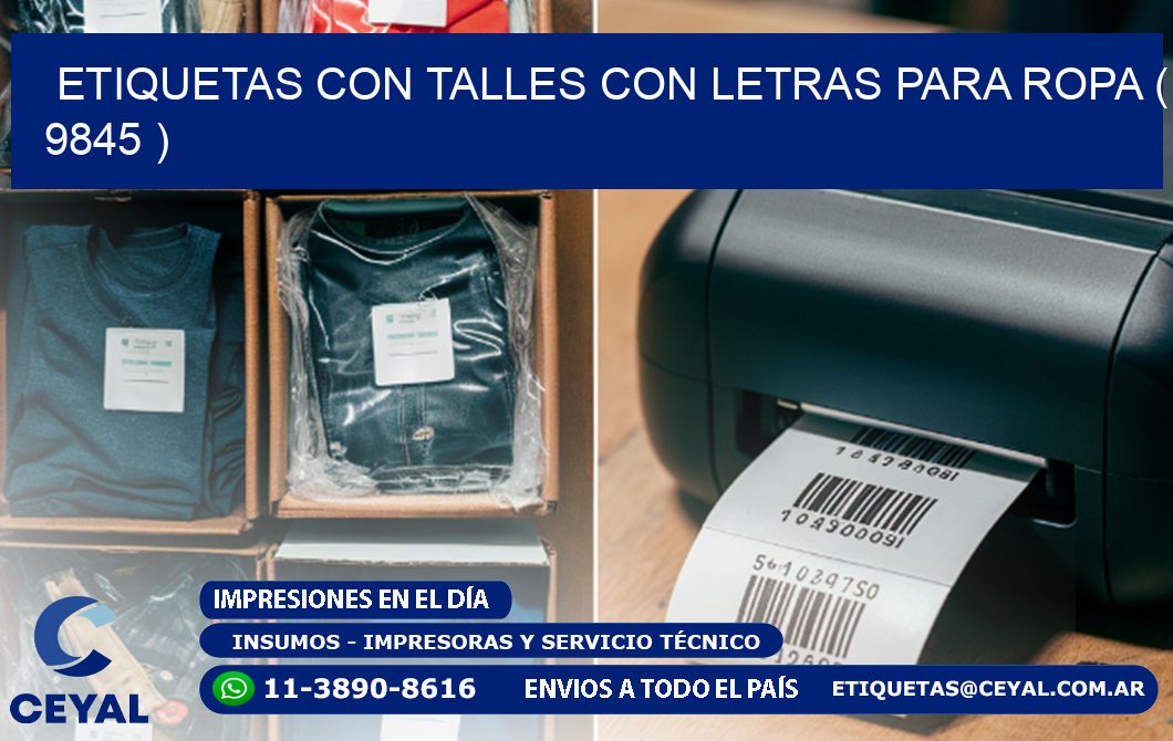 ETIQUETAS CON TALLES CON LETRAS PARA ROPA ( 9845 )