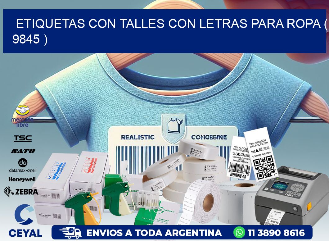 ETIQUETAS CON TALLES CON LETRAS PARA ROPA ( 9845 )