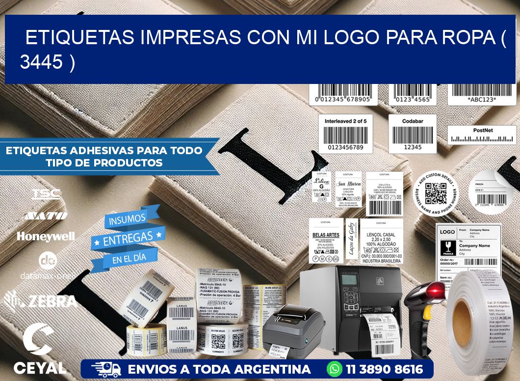 ETIQUETAS IMPRESAS CON MI LOGO PARA ROPA ( 3445 )