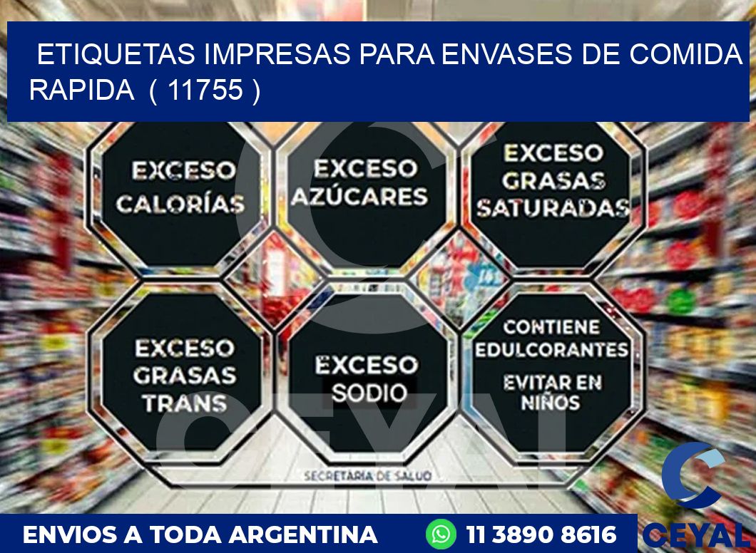 ETIQUETAS IMPRESAS PARA ENVASES DE COMIDA RAPIDA  ( 11755 )