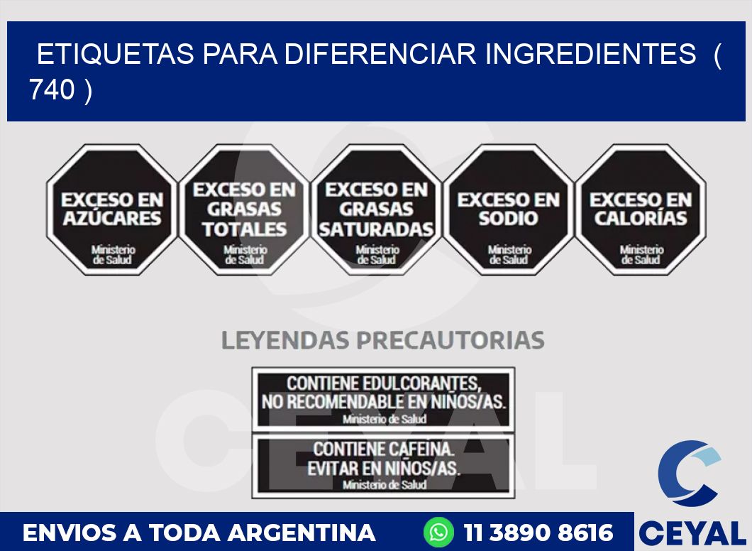 ETIQUETAS PARA DIFERENCIAR INGREDIENTES  ( 740 )