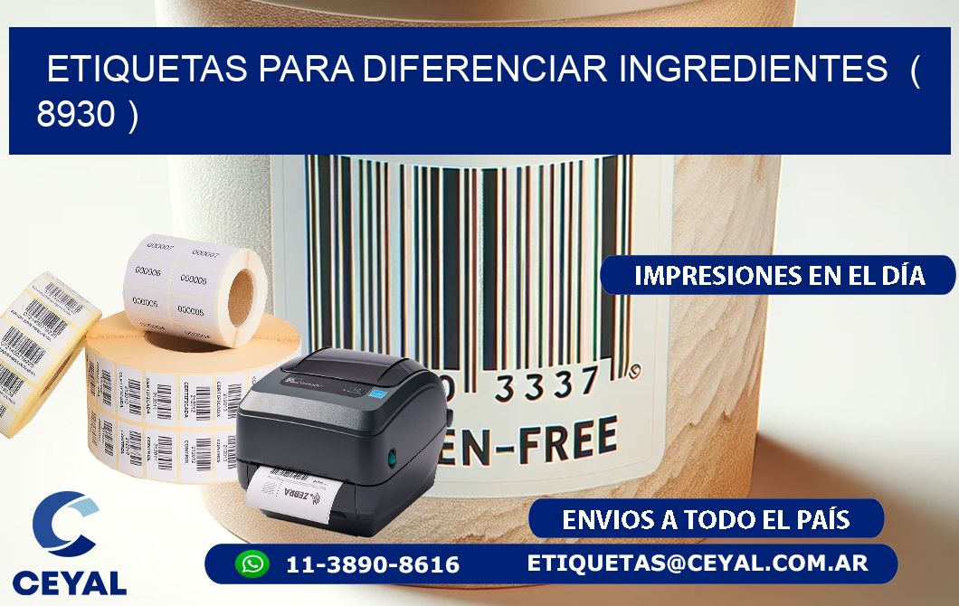 ETIQUETAS PARA DIFERENCIAR INGREDIENTES  ( 8930 )