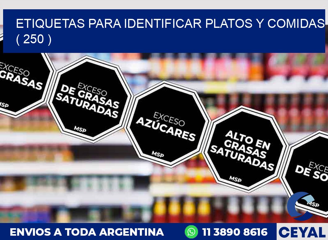 ETIQUETAS PARA IDENTIFICAR PLATOS Y COMIDAS  ( 250 )