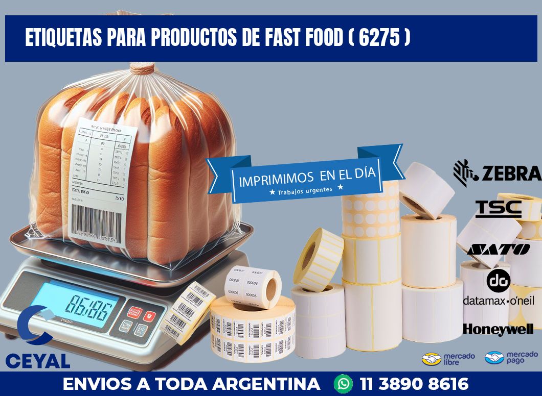 ETIQUETAS PARA PRODUCTOS DE FAST FOOD ( 6275 )
