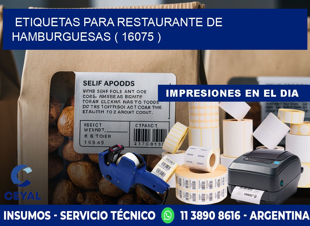ETIQUETAS PARA RESTAURANTE DE HAMBURGUESAS ( 16075 )