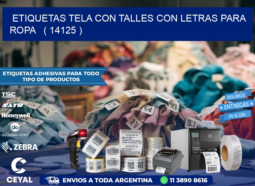ETIQUETAS TELA CON TALLES CON LETRAS PARA ROPA   ( 14125 )