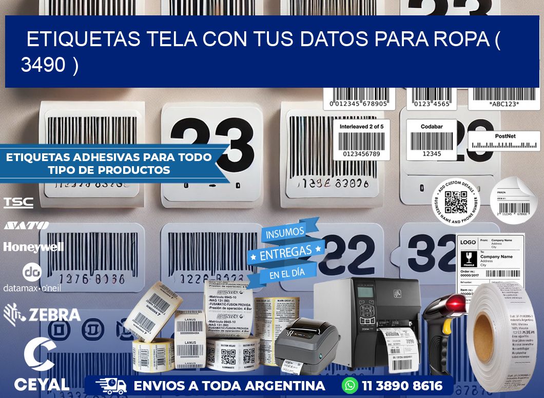 ETIQUETAS TELA CON TUS DATOS PARA ROPA ( 3490 )