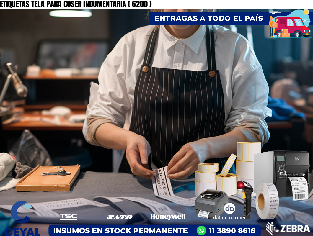 ETIQUETAS TELA PARA COSER INDUMENTARIA ( 6200 )