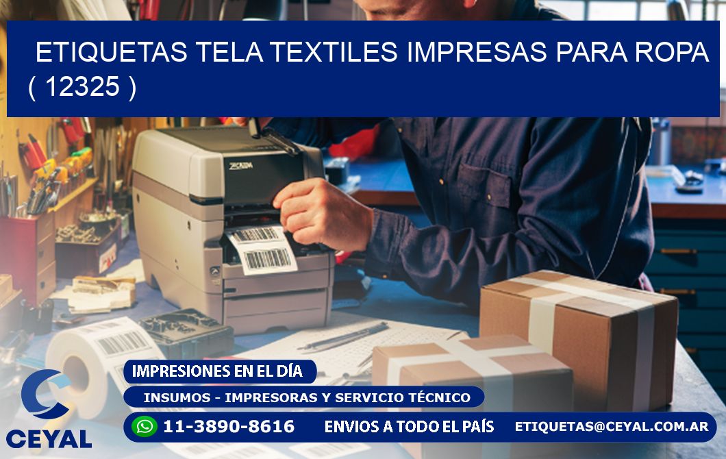 ETIQUETAS TELA TEXTILES IMPRESAS PARA ROPA   ( 12325 )