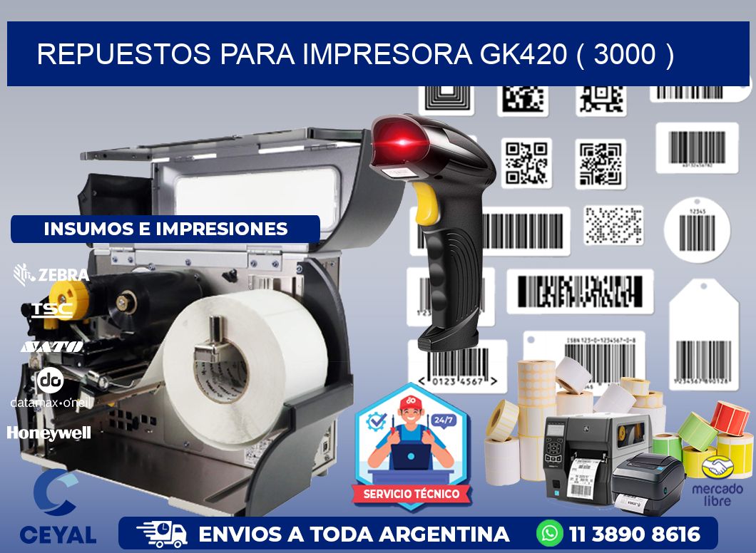 REPUESTOS PARA IMPRESORA GK420 ( 3000 )
