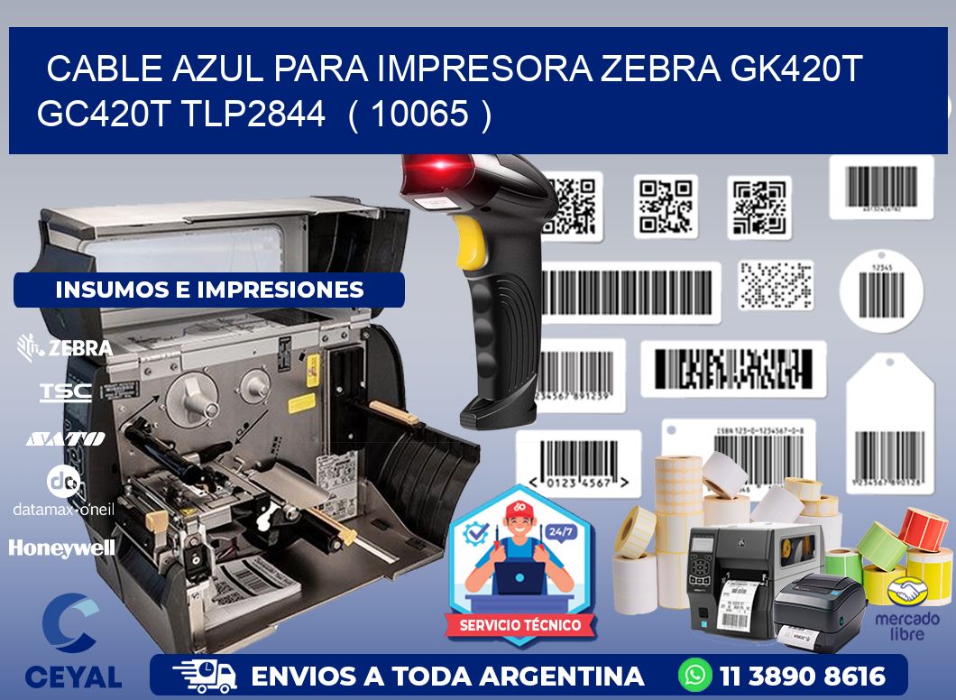 cable azul para impresora zebra GK420T GC420T TLP2844 ( 10065 )