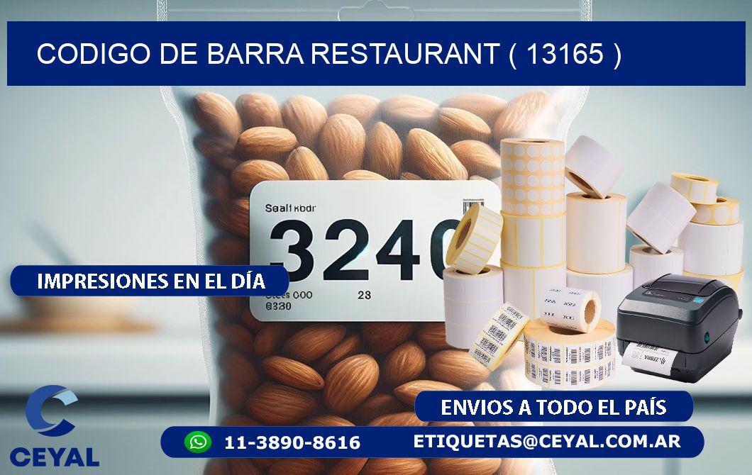 CODIGO DE BARRA RESTAURANT ( 13165 )