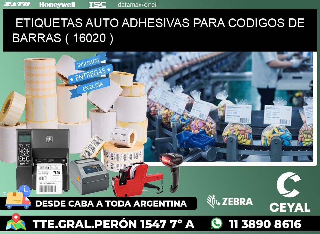 ETIQUETAS AUTO ADHESIVAS PARA CODIGOS DE BARRAS ( 16020 )