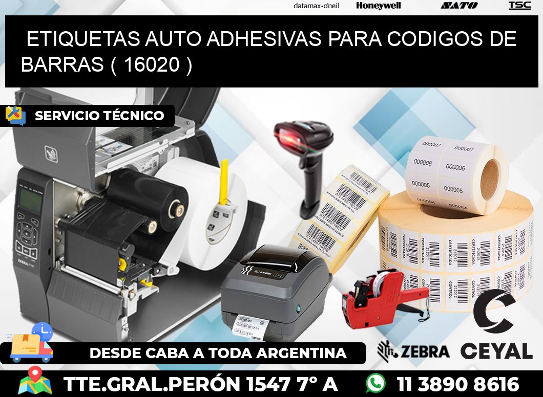 ETIQUETAS AUTO ADHESIVAS PARA CODIGOS DE BARRAS ( 16020 )