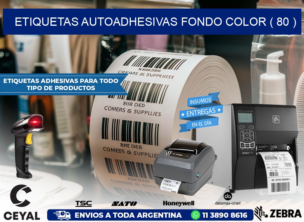 ETIQUETAS AUTOADHESIVAS FONDO COLOR ( 80 )