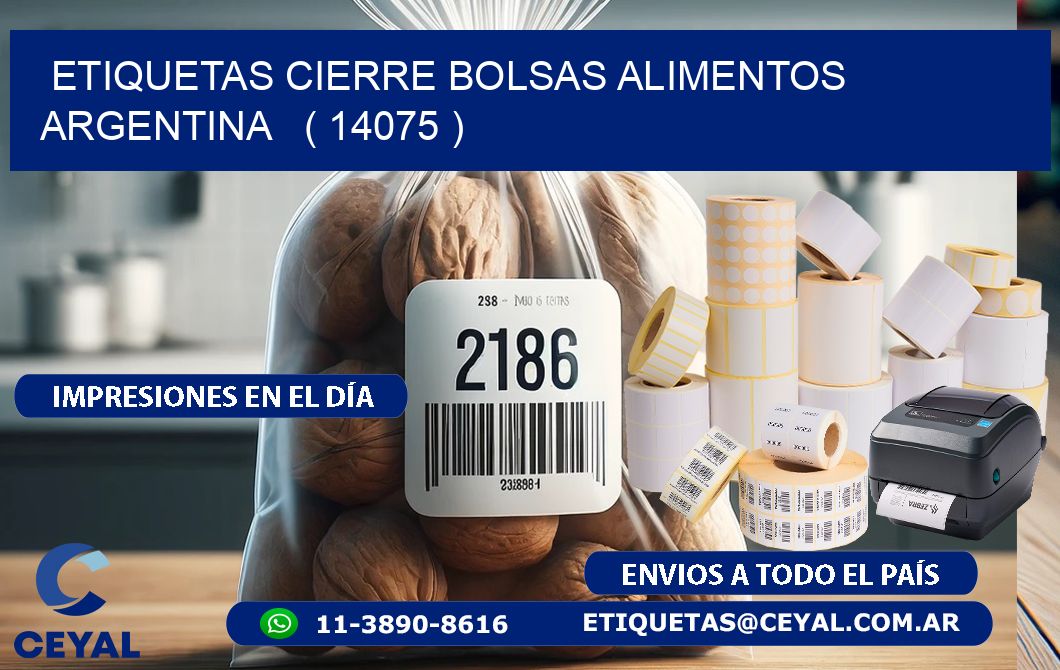 ETIQUETAS CIERRE BOLSAS ALIMENTOS ARGENTINA   ( 14075 )
