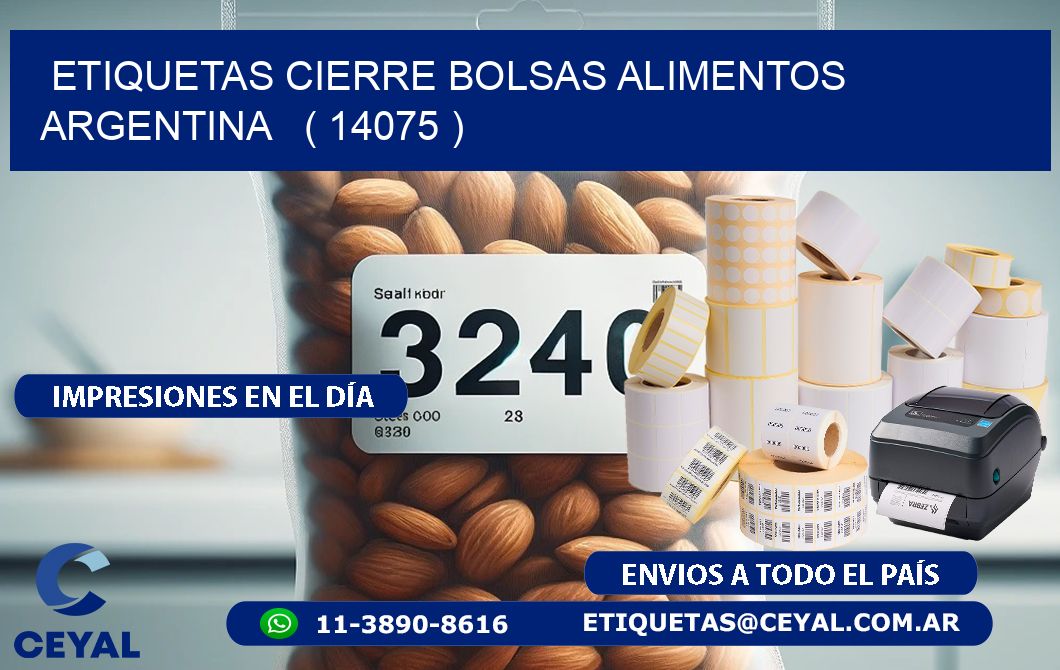 ETIQUETAS CIERRE BOLSAS ALIMENTOS ARGENTINA   ( 14075 )