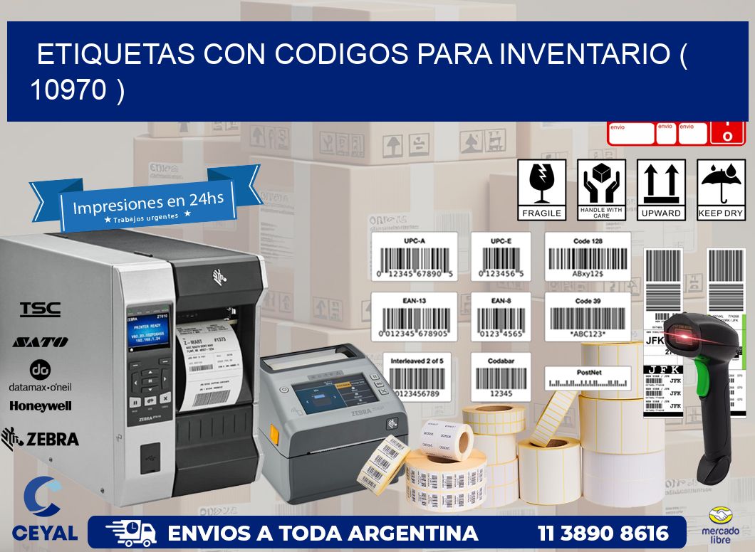 ETIQUETAS CON CODIGOS PARA INVENTARIO ( 10970 )
