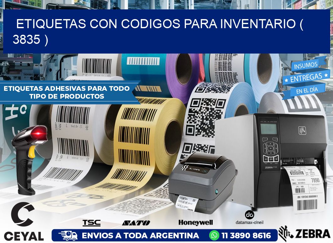 ETIQUETAS CON CODIGOS PARA INVENTARIO ( 3835 )