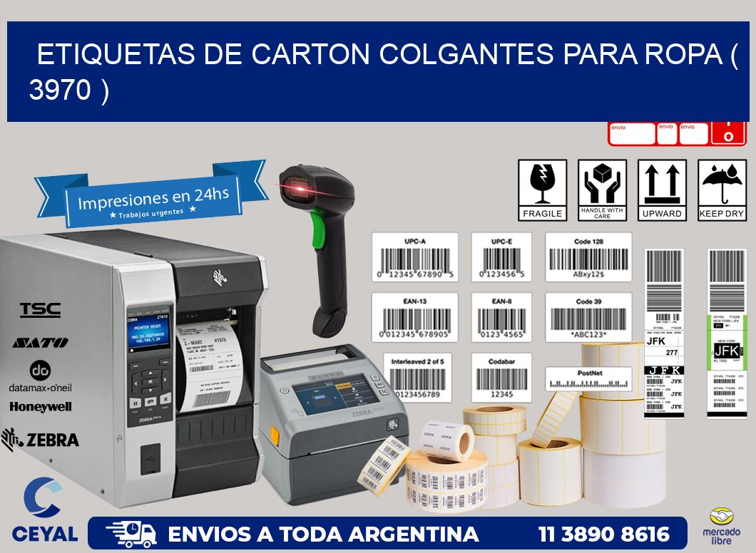 ETIQUETAS DE CARTON COLGANTES PARA ROPA ( 3970 )