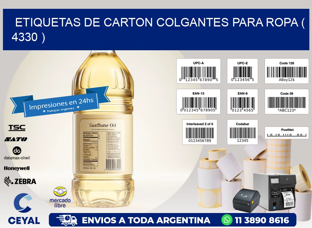 ETIQUETAS DE CARTON COLGANTES PARA ROPA ( 4330 )