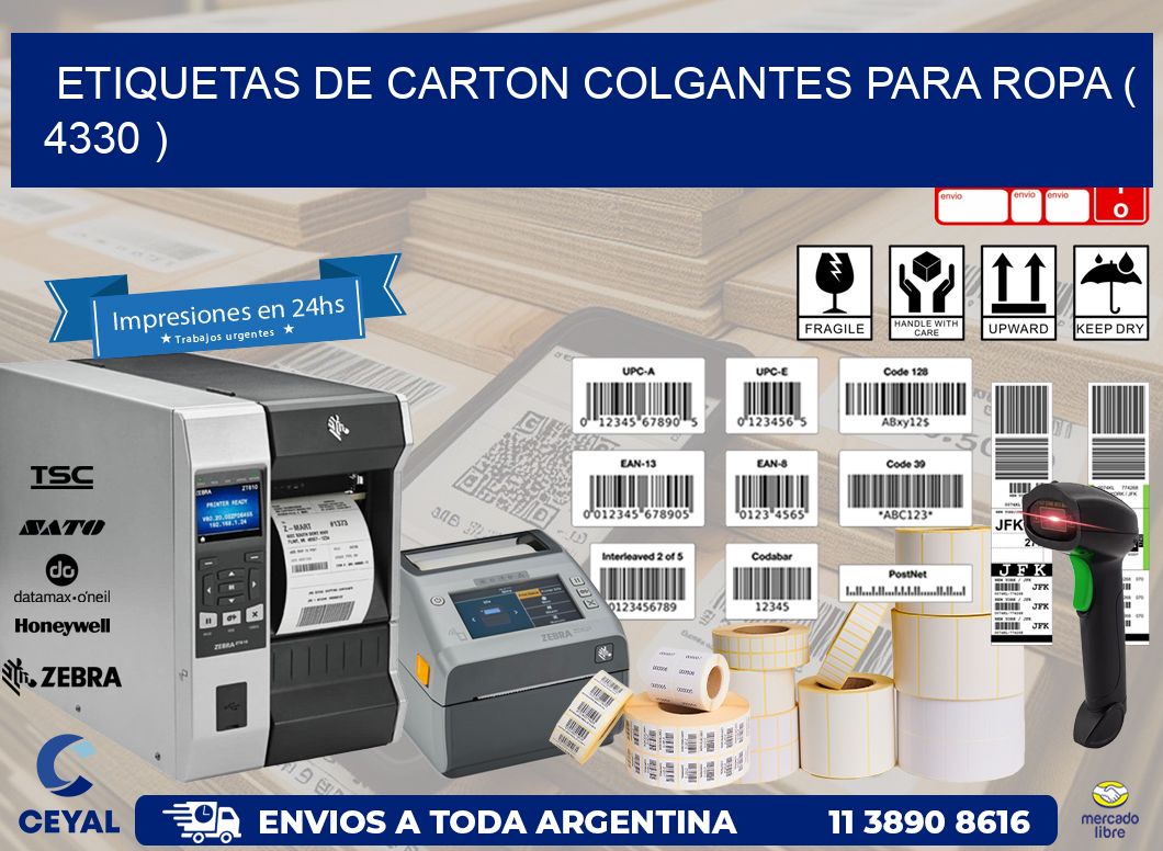 ETIQUETAS DE CARTON COLGANTES PARA ROPA ( 4330 )