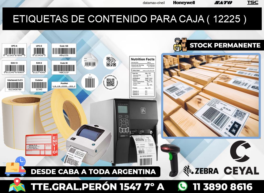 ETIQUETAS DE CONTENIDO PARA CAJA ( 12225 )