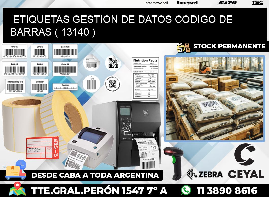 ETIQUETAS GESTION DE DATOS CODIGO DE BARRAS ( 13140 )