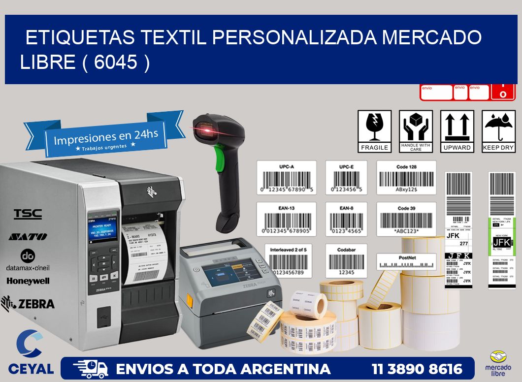 ETIQUETAS TEXTIL PERSONALIZADA MERCADO LIBRE ( 6045 )