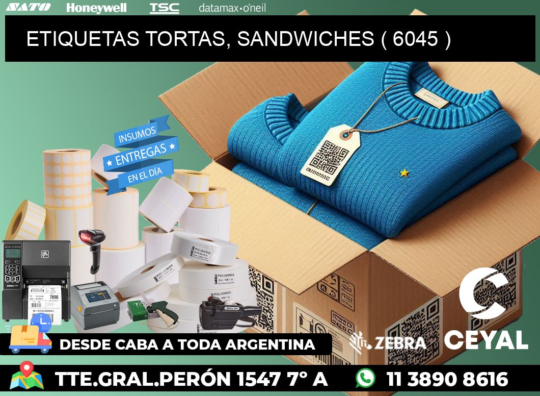 ETIQUETAS TORTAS, SANDWICHES ( 6045 )