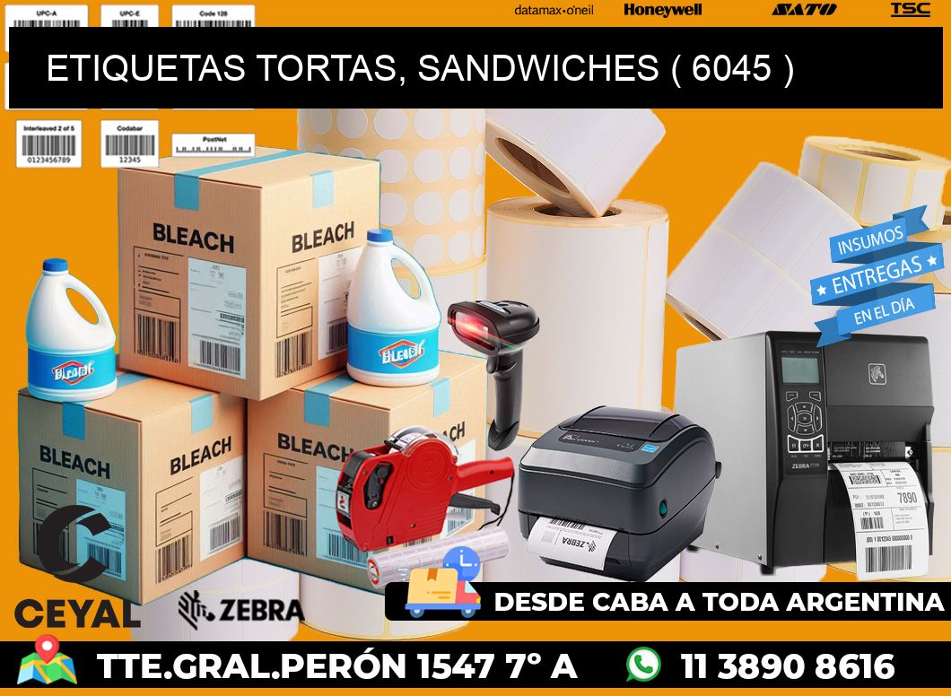 ETIQUETAS TORTAS, SANDWICHES ( 6045 )