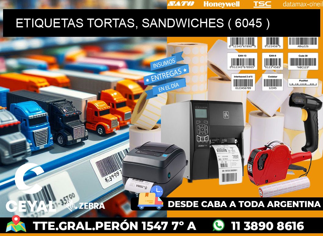ETIQUETAS TORTAS, SANDWICHES ( 6045 )