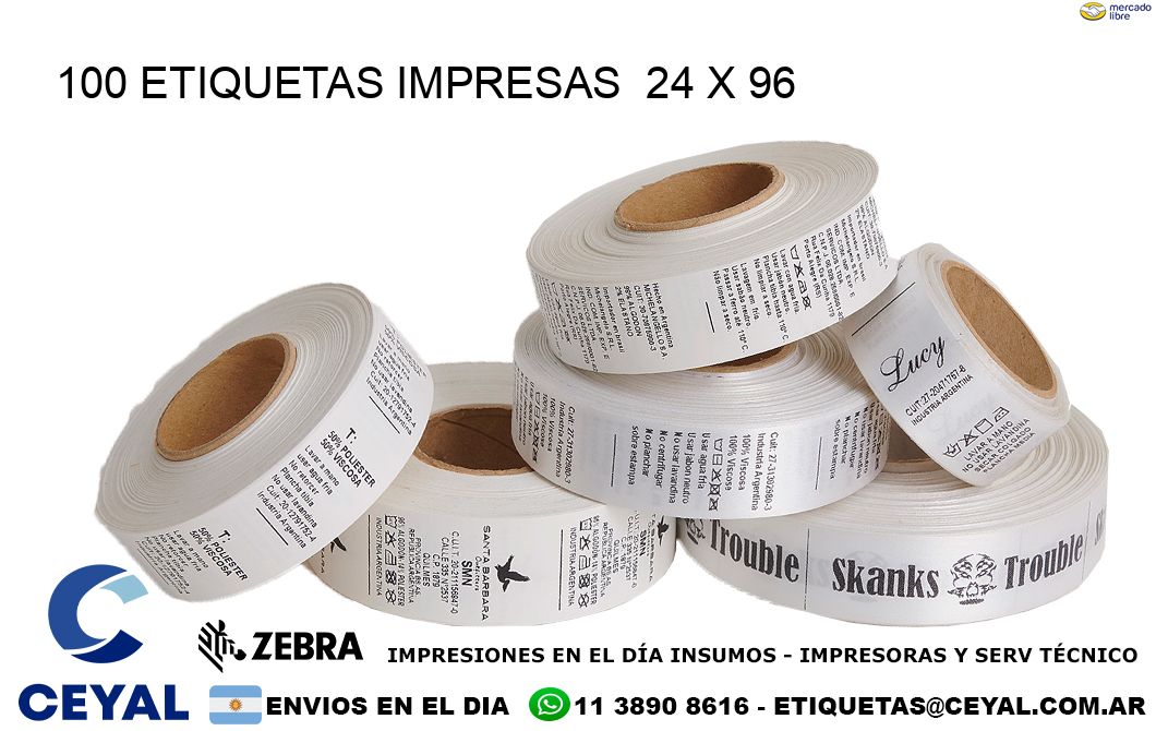 100 ETIQUETAS IMPRESAS  24 x 96