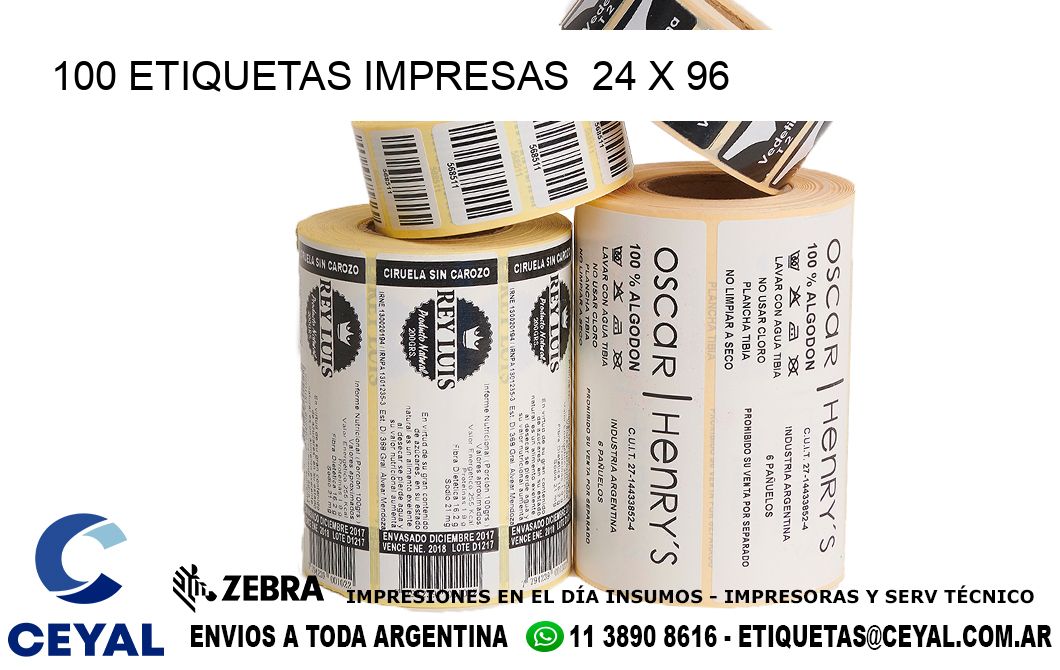 100 ETIQUETAS IMPRESAS  24 x 96